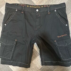 Rock Revival Dark Cargo Shorts for Men